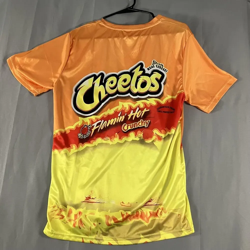 Cheetos Shirt Mens Medium Orange‎ Flamin' Hot Crunchy Graphic Allover Print